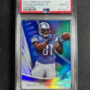 2013 Topps Platinum Sapphire #77 Calvin Johnson Jr HOF PSA 10 Gem Mint Pop 2